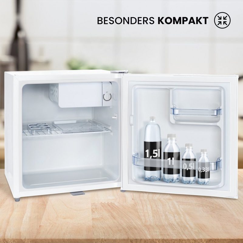 Stillstern Table Top Kühlschrank KB 46.1 Mini Kühlschrank E 45L mit Abtauautomatik Schloss Frostfach Leise Ideal für Küche Büro Schlafzimmer Hotels und kleine Wohnungen Kühlschrank klein Minibar Getränkekühlschrank