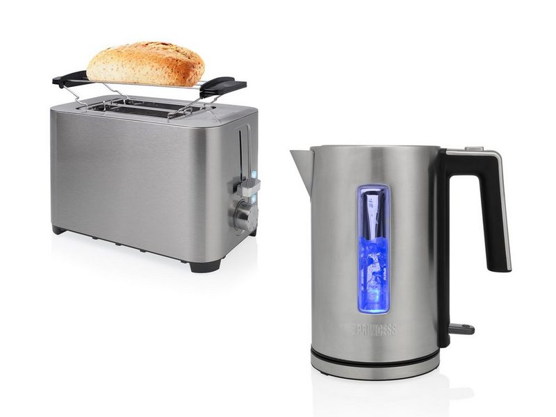 PRINCESS Toaster Doppelschlitz 850 W Frühstück-SET Doppelschlitz Toastmaschine & 17 Liter Wasserkocher ohne Kabel