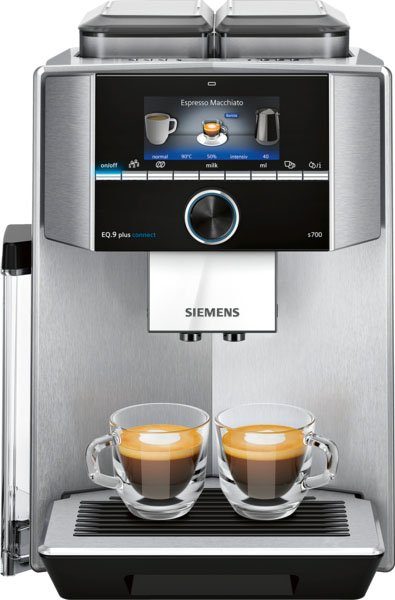 SIEMENS Kaffeevollautomat EQ.9 plus connect s700 TI9578X1DE 2 separate Bohnenbehälter und Mahlwerke extra leise automatische Reinigung bis zu 10 individuelle Profile