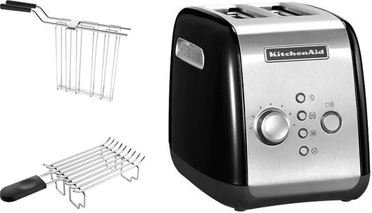 KitchenAid Toaster 5KMT221EOB 2 kurze Schlitze für 2 Scheiben 1100 W mit Brötchenaufsatz und Sandwichzange