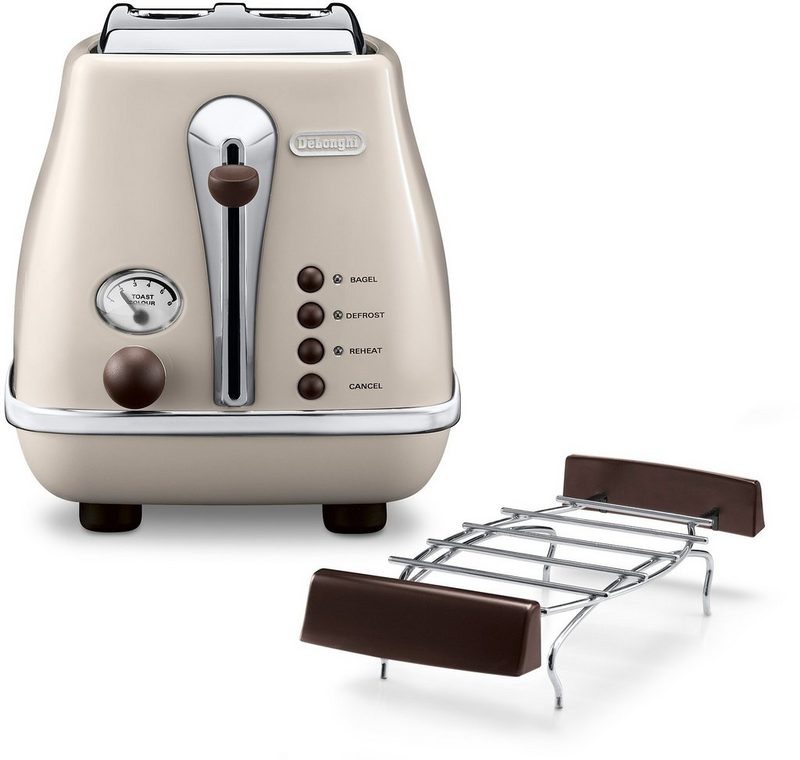 DeLonghi Toaster Incona Vintage »CTOV 2103.BG« 2 kurze Schlitze 900 W im Retro Look cremefarben