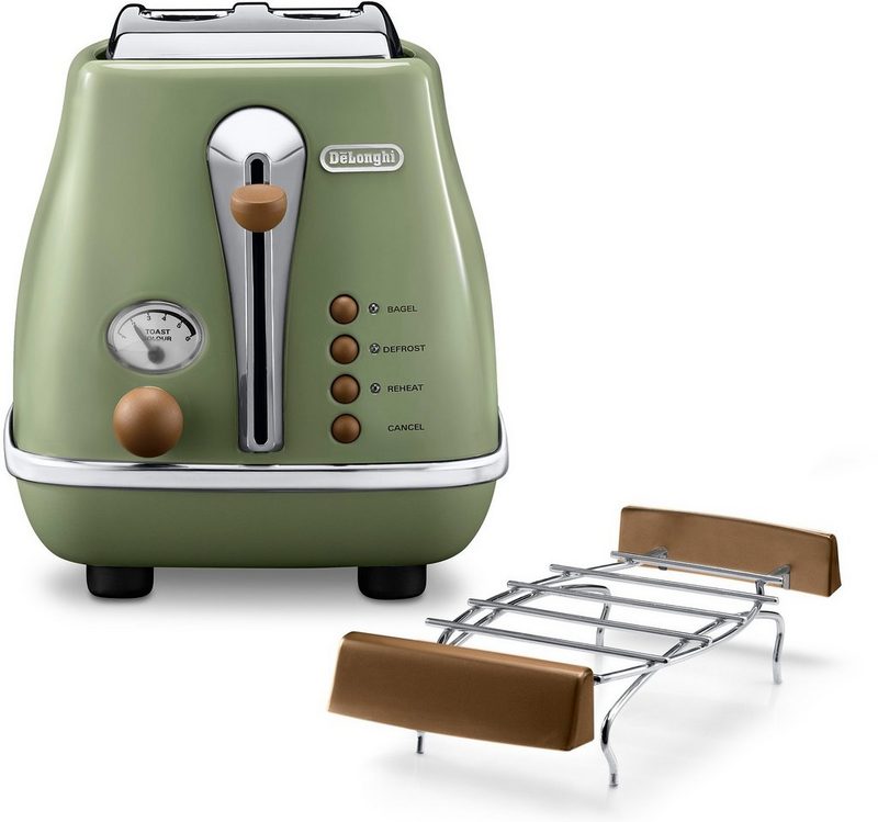 DeLonghi Toaster Incona Vintage »CTOV 2103.BG« 2 kurze Schlitze 900 W im Retro Look grün