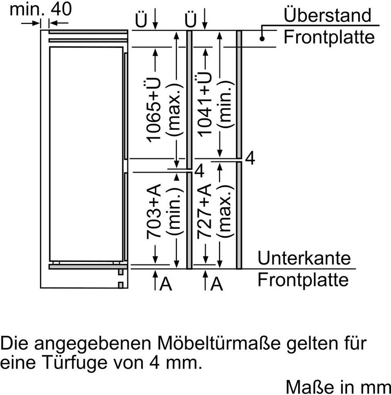 SIEMENS Einbaukühlgefrierkombination iQ500 KI86SADE0 1772 cm hoch 558 cm breit