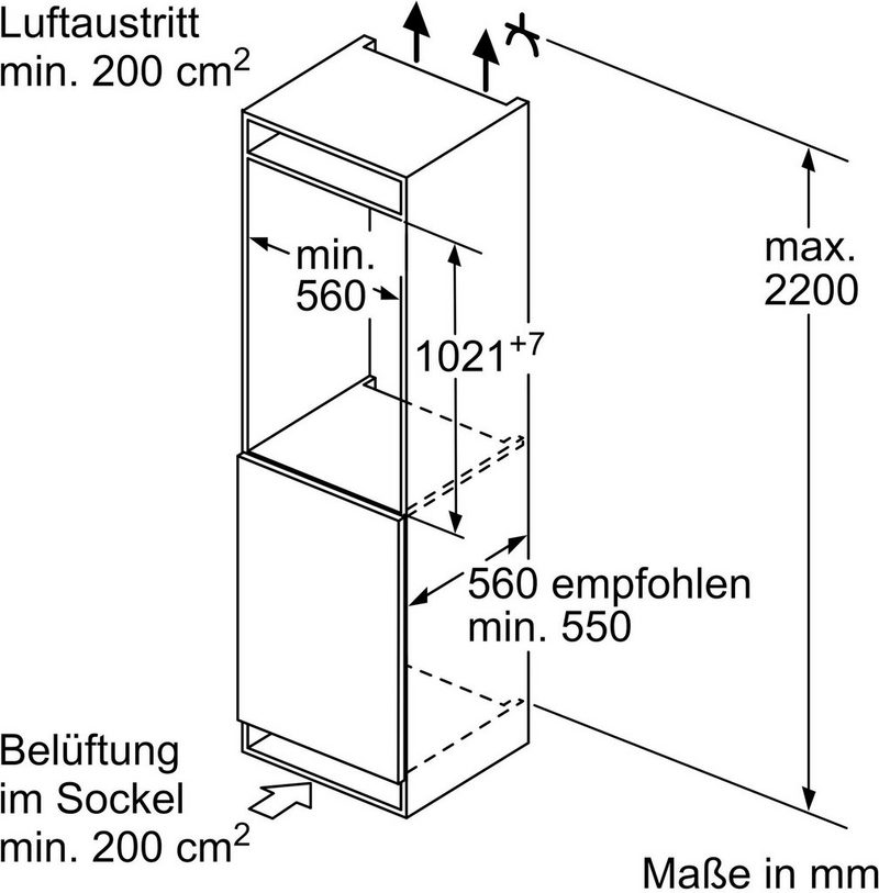 SIEMENS Einbaukühlgefrierkombination iQ500 KI32LADF0 1021 cm hoch 558 cm breit