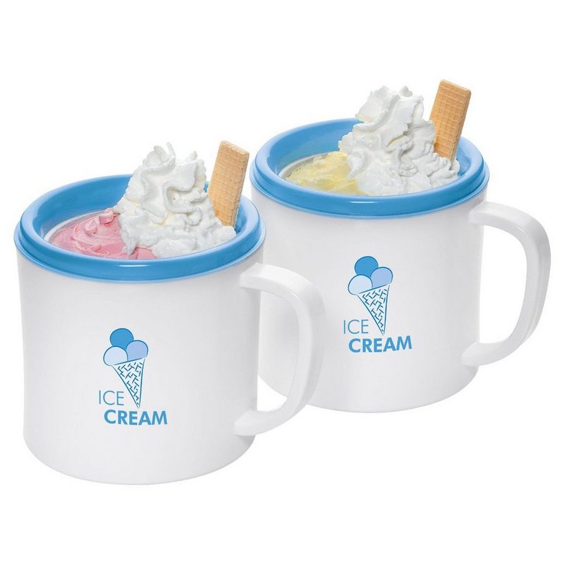 CLATRONIC Eismaschine ICM 3650 weiß Eiscremeautomat zur Zubereitung von Sorbet Eiscreme und Frozen Joghurt doppelwandige Speiseeisbehälter mit Kältespeicher transparente Deckel mit Nachfüllöffnung inkl. Rezeptvorschläge