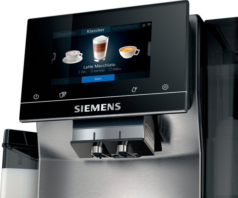 SIEMENS Kaffeevollautomat EQ.700 integral - TQ707D03 intuitives Full-Touch-Display speichern Sie bis zu 30 individuelle Kaffee-Favoriten automatische Milchsystem-Reinigung