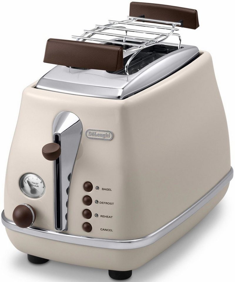 DeLonghi Toaster Incona Vintage »CTOV 2103.BG« 2 kurze Schlitze 900 W im Retro Look cremefarben