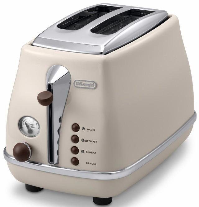 DeLonghi Toaster Incona Vintage »CTOV 2103.BG« 2 kurze Schlitze 900 W im Retro Look cremefarben