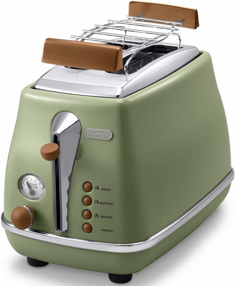 DeLonghi Toaster Incona Vintage »CTOV 2103.BG« 2 kurze Schlitze 900 W im Retro Look grün