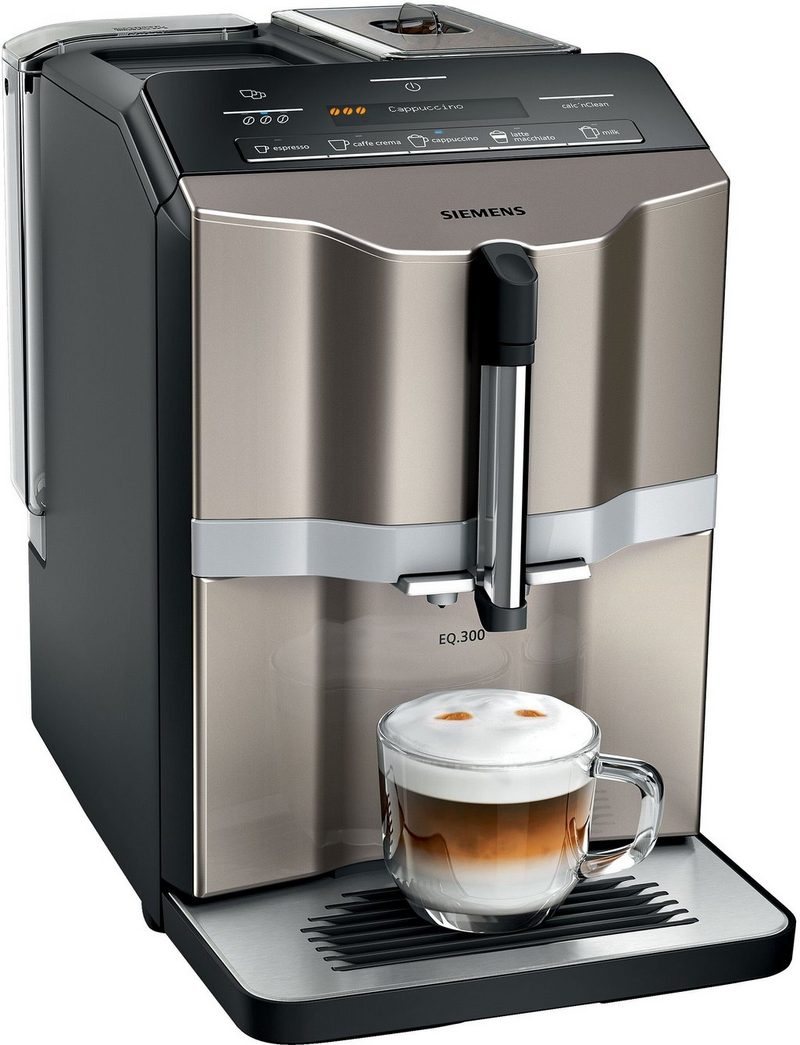 SIEMENS Kaffeevollautomat EQ.300 TI353514DE einfache Zubereitung mit oneTouch Funktion 5 Kaffee-Milch-Getränke LCD-Dialog-Display champagner