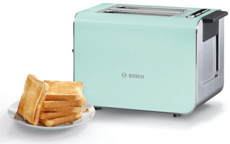 BOSCH Toaster Styline TAT8612 2 kurze Schlitze für 2 Scheiben 860 W mint turquoise-black grey