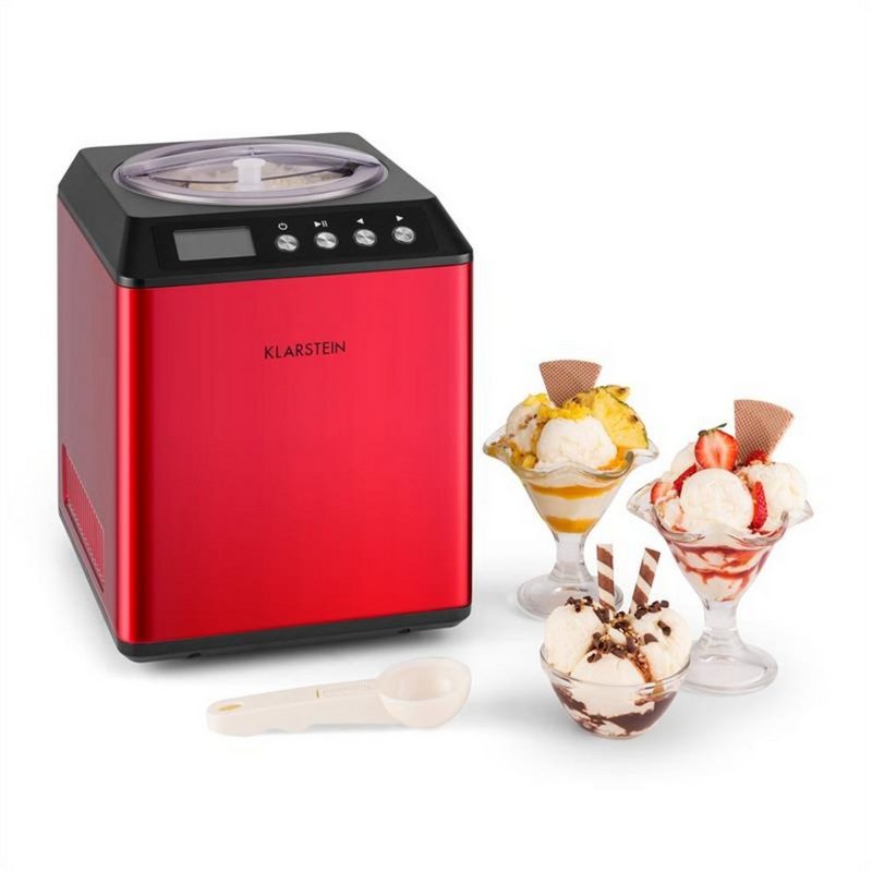 Klarstein Eismaschine Vanilla Sky Eiscreme-Maschine Kompressor 2l 180W Edelstahl rot 2 l 180 W