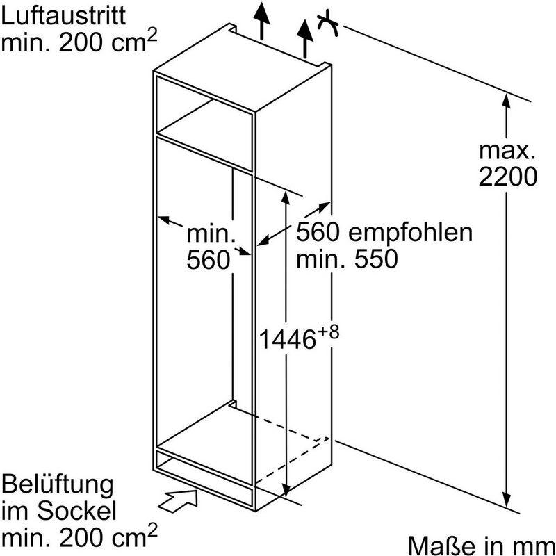 BOSCH Einbaukühlgefrierkombination 4 KIV67VSF0 1446 cm hoch 541 cm breit