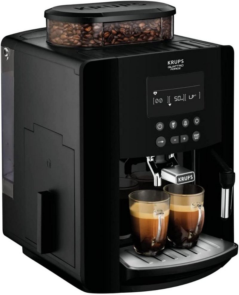 Tefal Kaffeevollautomat Arabica mit Milchaufschäumdüse 1450 Watt 15 Bar + Reinigungs- und Pflegeset Direktwahltasten für Espresso und Kaffee Extra großes Display 17L 2-Tassen-Funktion