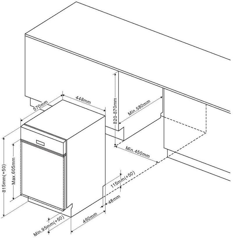 Amica teilintegrierbarer Geschirrspüler EGSP 560 910-1 E 10 Maßgedecke