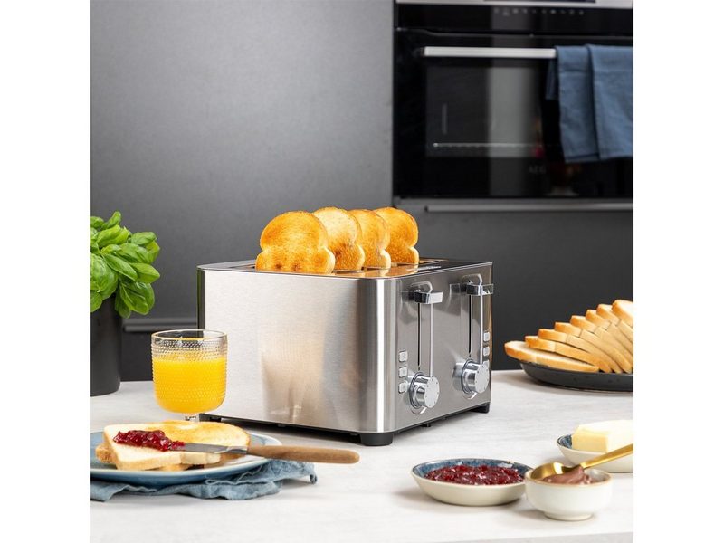 PRINCESS Toaster 4 kurze Schlitze 1500 W Frühstück-SET 4er Toster Toastmaschine & 1 Liter Wasserkocher klein ohne Kabel