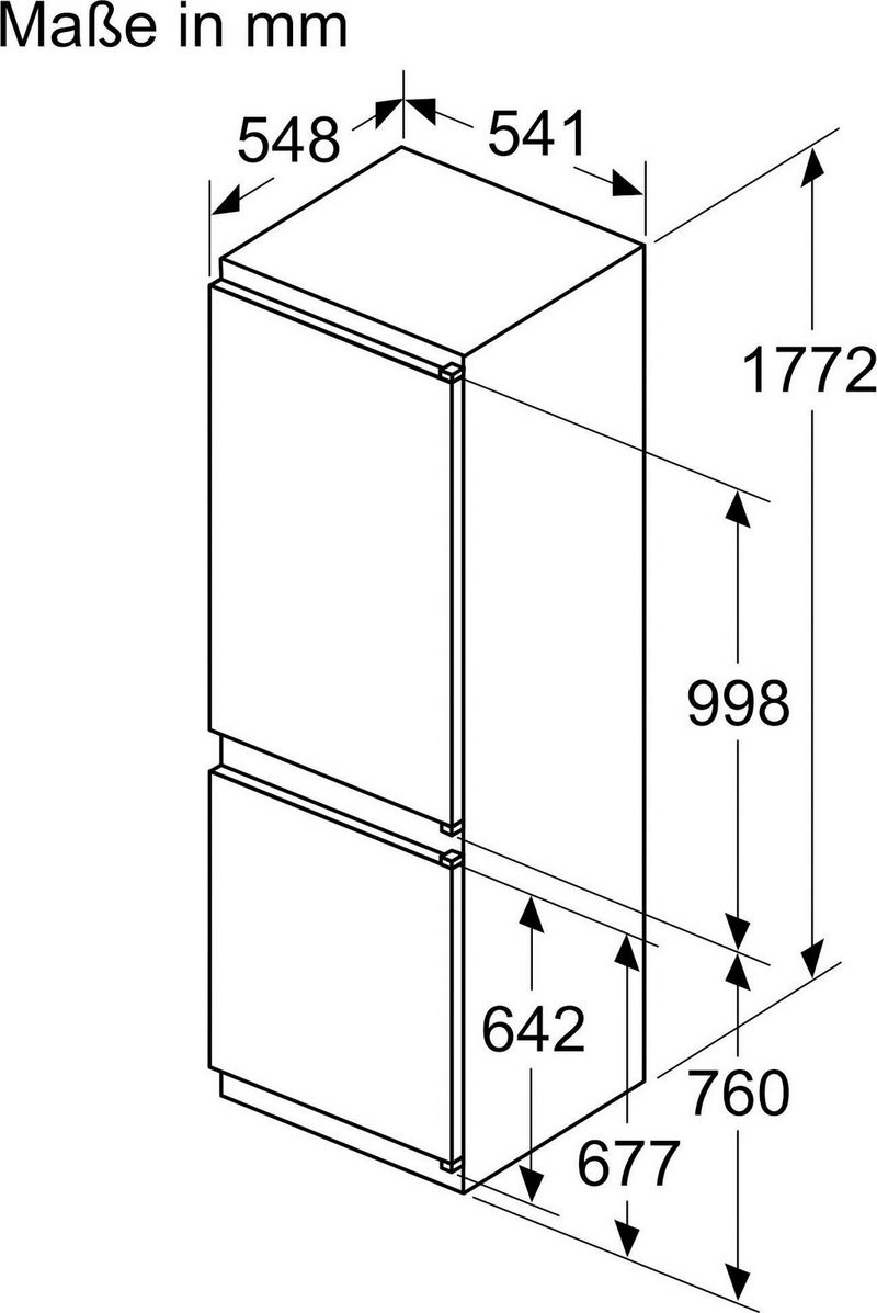 BOSCH Einbaukühlgefrierkombination 2 KIV86NSF0 1772 cm hoch 541 cm breit