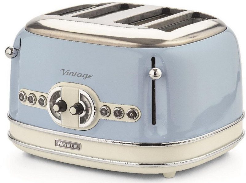 Ariete Toaster Vintage 4 kurze Schlitze für 4 Scheiben 1630 W blau