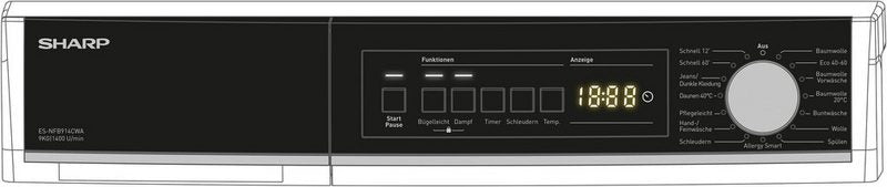 Sharp Waschmaschine ES-NFB914CWA-DE 9 kg 1400 U/min
