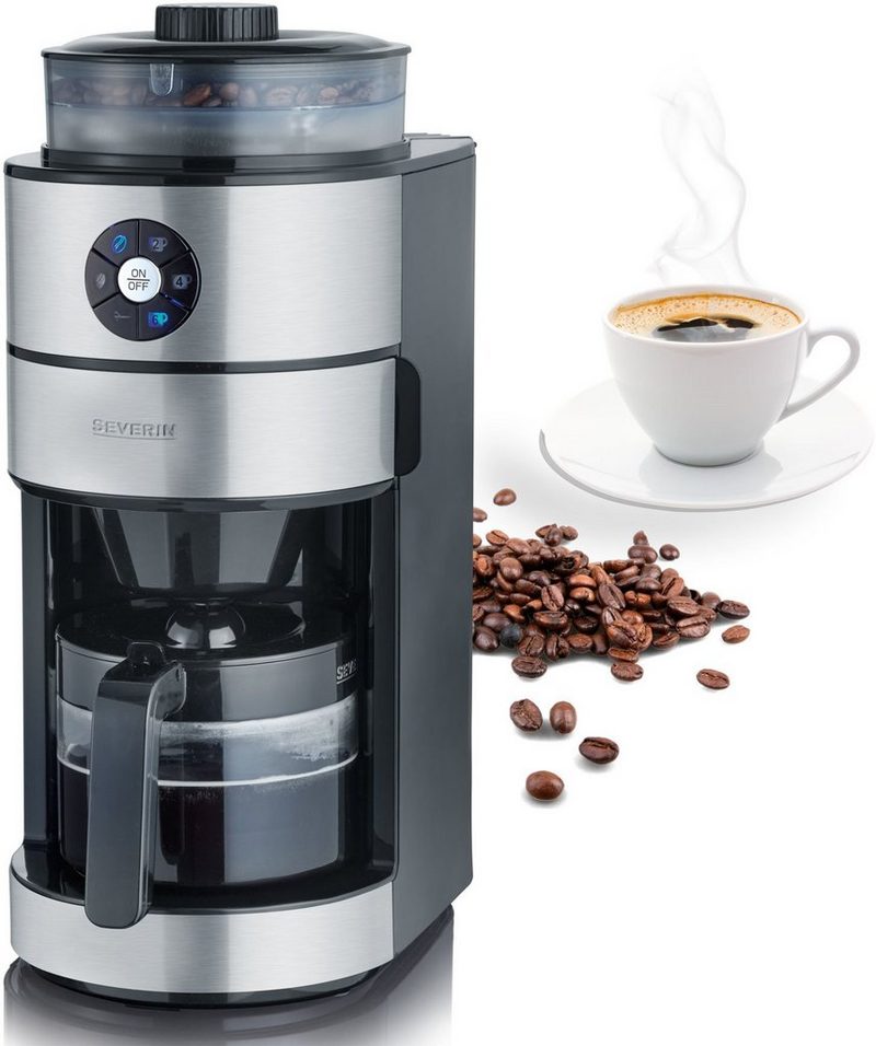 Severin Kaffeemaschine mit Mahlwerk KA 4811 Permanentfilter 1x2 mit integriertem Mahlwerk Mahlgrad und Kaffeemenge einstellbar Schwenkfilter mit Tropfverschluss