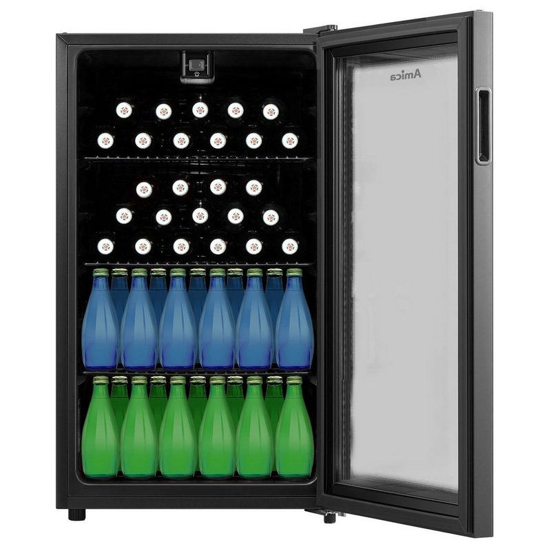 Amica Getränkekühlschrank LED-Beleuchtung Isolierglas Black EEK: F FK 340 120 S