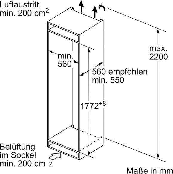 BOSCH Einbaukühlgefrierkombination 8 KIF86PFE0 1772 cm hoch 558 cm breit