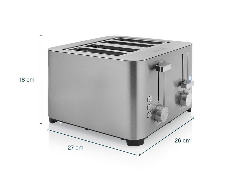 PRINCESS Toaster 4 kurze Schlitze 1500 W Frühstück-SET 4er Toster Toastmaschine & 1 Liter Wasserkocher klein ohne Kabel