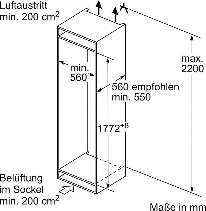 BOSCH Einbaukühlgefrierkombination 2 KIV86NSF0 1772 cm hoch 541 cm breit