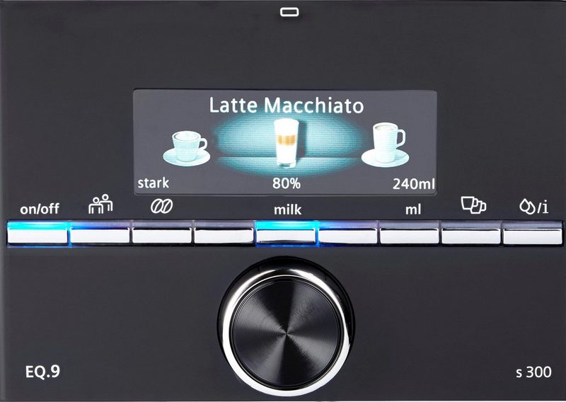 SIEMENS Kaffeevollautomat EQ.9 s300 TI923509DE extra leise automatische Milchsystem-Reinigung bis zu 6 individuelle Profile Schwarz