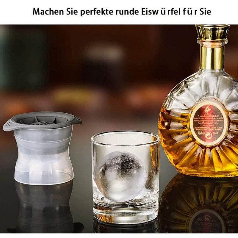 BEARSU Eismaschine 2 Stück Eiskugelform BPA-frei 6 cm Durchmesser Silikon-Eiskugelbereiter mit großen Eiskugeln Eiswürfelform Eiskugelform für Whisky Cocktail Bier