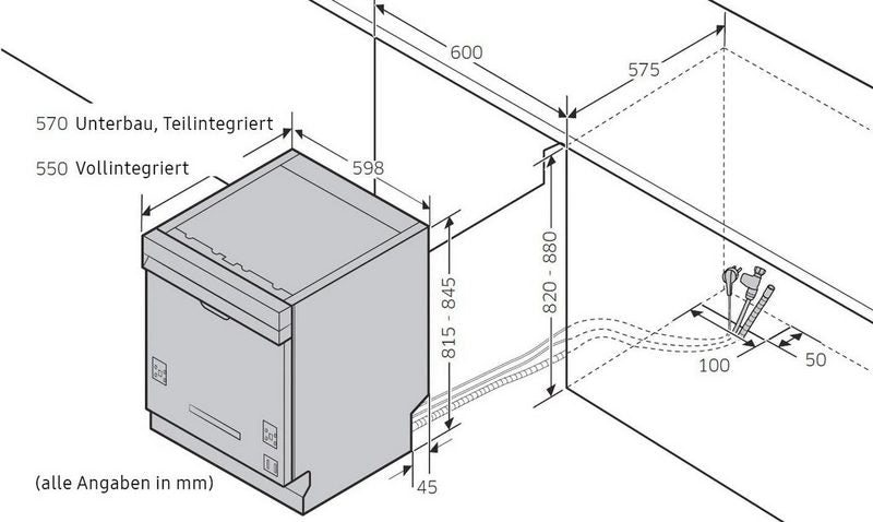 Samsung teilintegrierbarer Geschirrspüler DW6KR7051SS 14 Maßgedecke