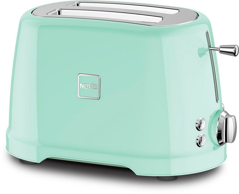 NOVIS Toaster T2 2 kurze Schlitze 900 W Set mit Brötchenwärmer neomint