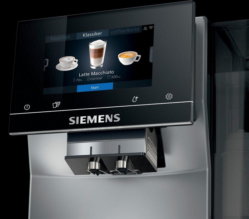 SIEMENS Kaffeevollautomat EQ.700 Inox silber metallic TP705D47 internationale Kaffeespezialitäten intuitives Full-Touch-Display speichern Sie bis zu 10 individuelle Kaffee-Favoriten automatische Milchsystem-Reinigung