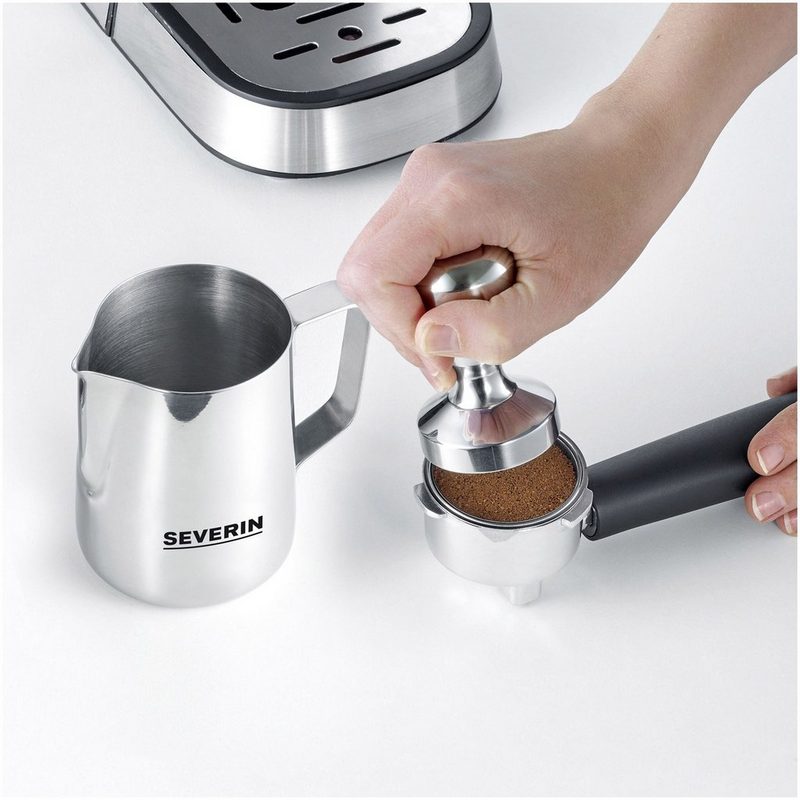 Severin Espressomaschine KA 5995 1.1l Kaffeekanne Für gemahlenen Kaffee oder ESE-Pads Inklusive Siebträger mit 3 Einsätzen und Edelstahlkännchen