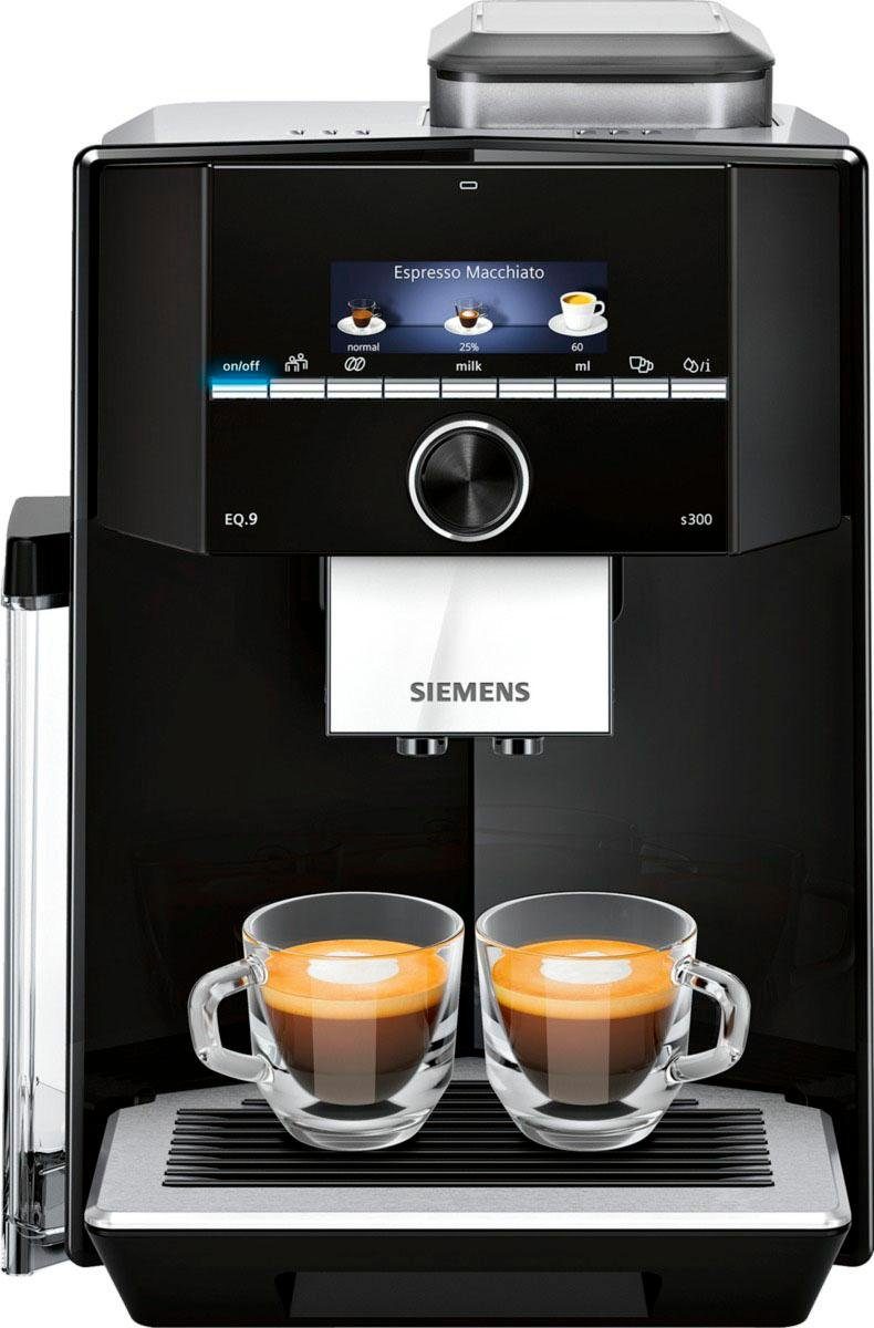 SIEMENS Kaffeevollautomat EQ.9 s300 TI923509DE extra leise automatische Milchsystem-Reinigung bis zu 6 individuelle Profile Schwarz