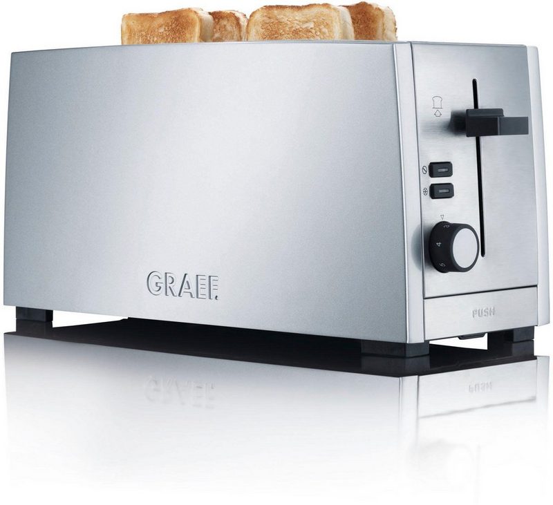 Graef Toaster TO 100 silber 2 lange Schlitze für 4 Scheiben 1380 W