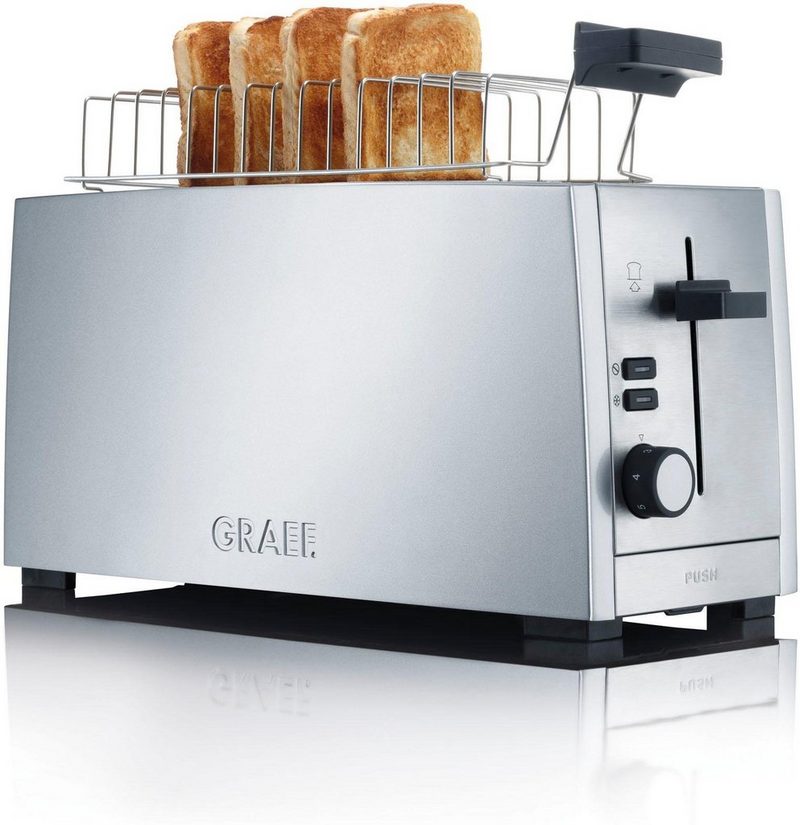 Graef Toaster TO 100 silber 2 lange Schlitze für 4 Scheiben 1380 W