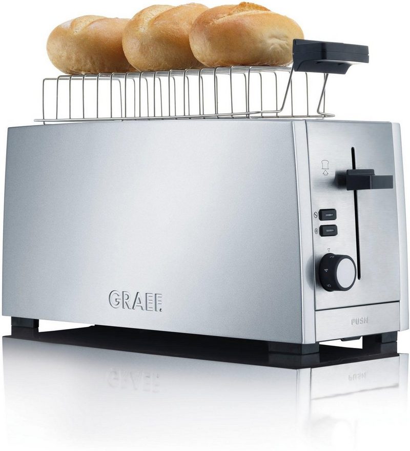 Graef Toaster TO 100 silber 2 lange Schlitze für 4 Scheiben 1380 W