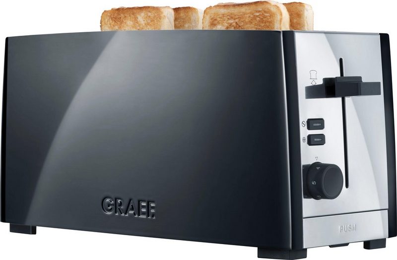 Graef Toaster TO 102 schwarz-matt 2 lange Schlitze für 4 Scheiben 1380 W