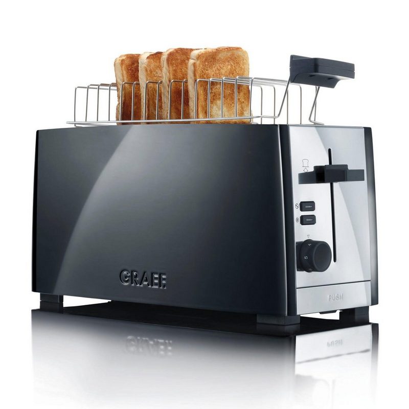 Graef Toaster TO 102 schwarz-matt 2 lange Schlitze für 4 Scheiben 1380 W