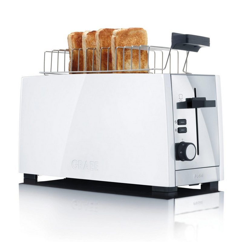 Graef Toaster TO 101 weiß-matt 2 lange Schlitze für 4 Scheiben 1380 W