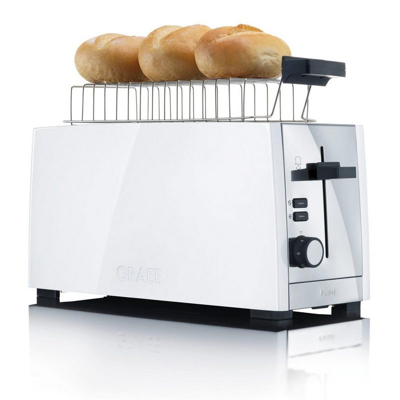 Graef Toaster TO 101 weiß-matt 2 lange Schlitze für 4 Scheiben 1380 W