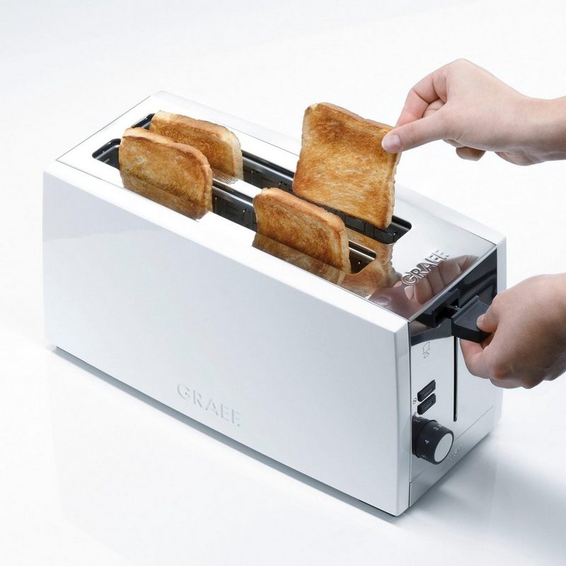 Graef Toaster TO 101 weiß-matt 2 lange Schlitze für 4 Scheiben 1380 W