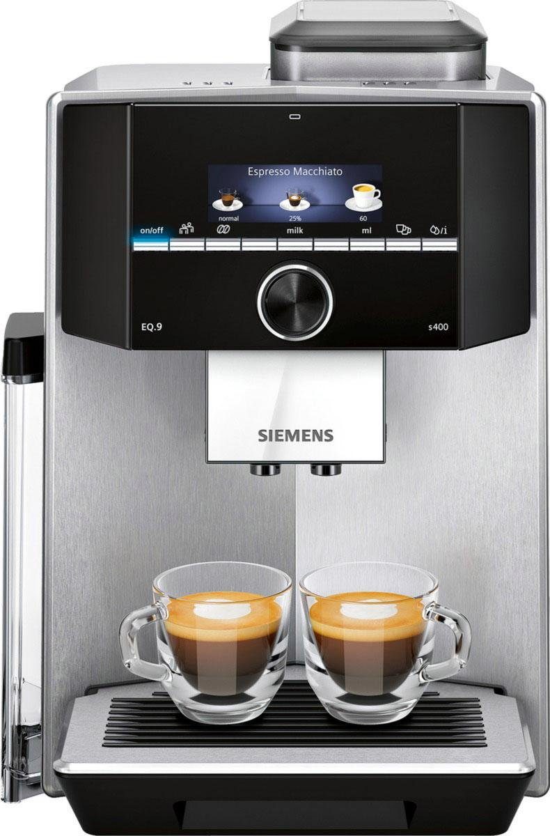 SIEMENS Kaffeevollautomat EQ.9 s400 TI924501DE extra leise automatische Milchsystem-Reinigung bis zu 6 individuelle Profile Edelstahl