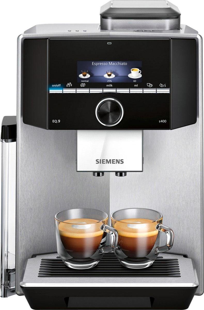 SIEMENS Kaffeevollautomat EQ.9 s400 TI924501DE extra leise automatische Milchsystem-Reinigung bis zu 6 individuelle Profile Edelstahl