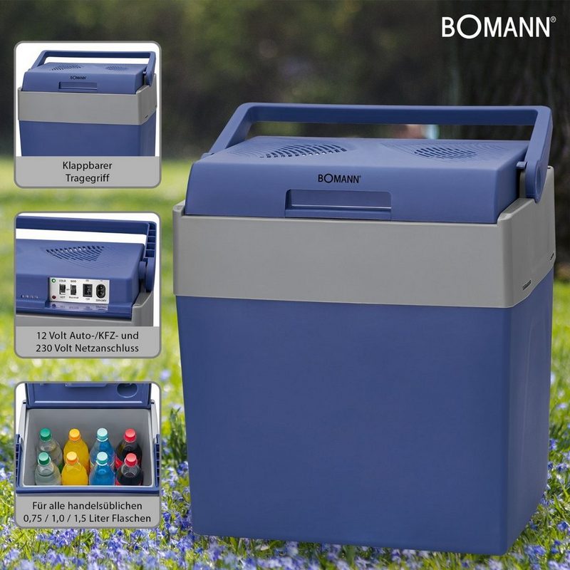 BOMANN Table Top Kühlschrank KB 6012 CB N 43.5 cm hoch 40 cm breit Fassungsvermögen 28 Liter max. Für alle handelsüblichen 075 / 10 / 15-Liter Flaschen Ideal für Camping Reise und Einkauf