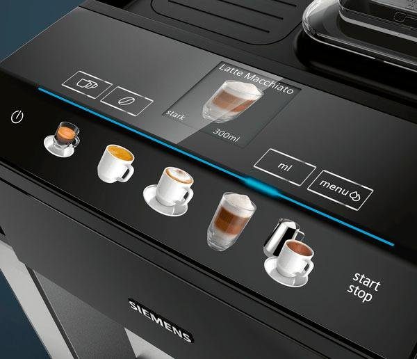 SIEMENS Kaffeevollautomat EQ.5 500 integral TQ505D09 einfache Bedienung integrierter Milchbehälter zwei Tassen gleichzeitig