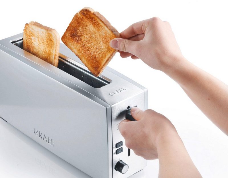 Graef Toaster TO 90 1 langer Schlitz 880 W Langschlitztoaster silber