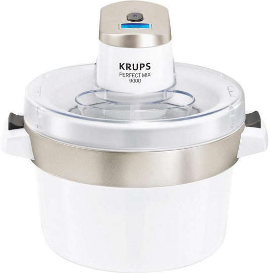 Krups Eismaschine GVS241 Venice Perfect Mix 16 l 6 W 1 Liter hausgemachtes Eis dank 16 Liter Fassungsvermögen Sorbet Frozen Jogurth ohne Kompressor inklusive Rezeptheft und Silikonlöffel Digitalanzeige Signalton