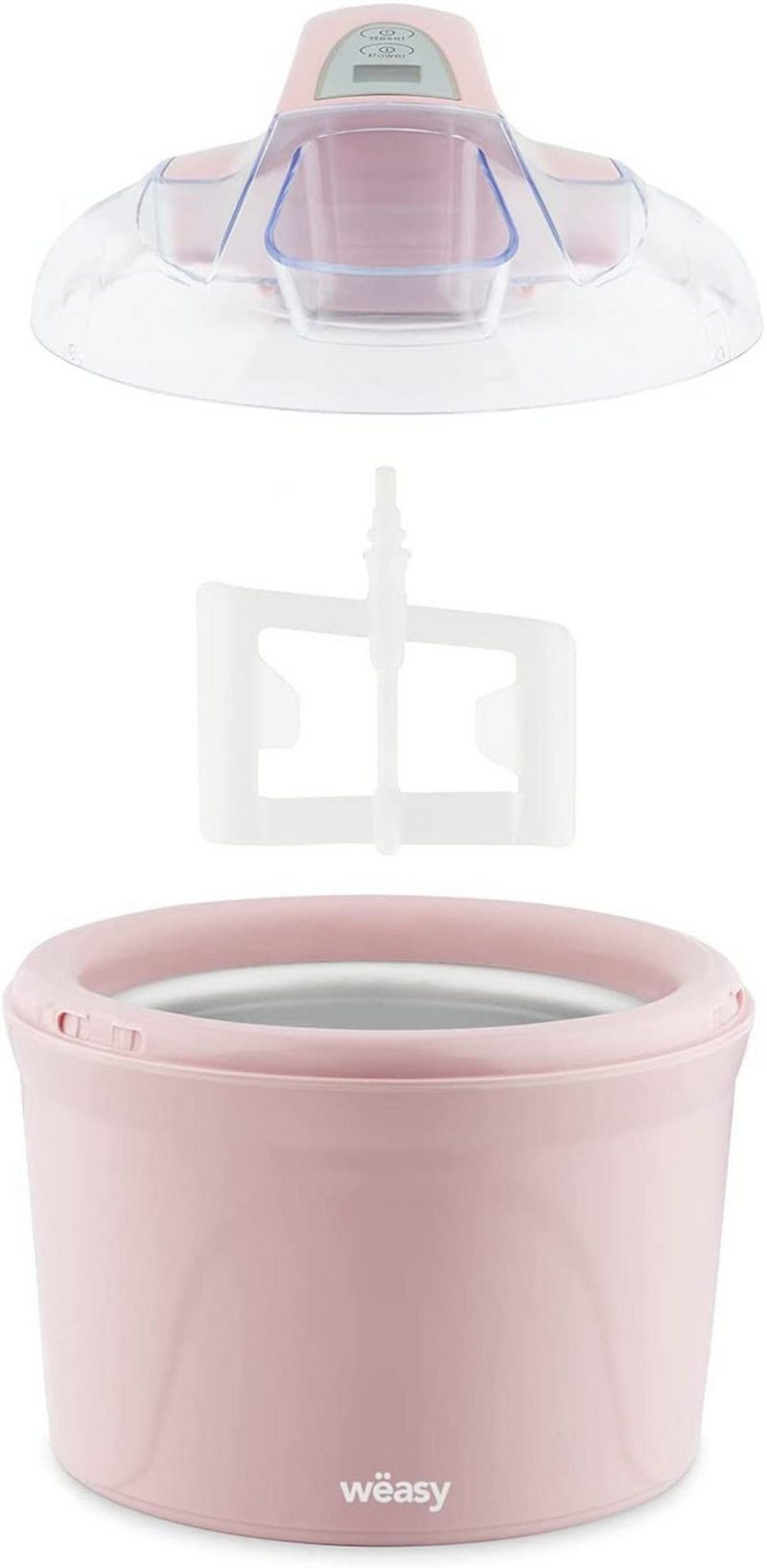 wëasy Eismaschine MY60 rosa / pink mit LCD-Display und Timerfunktion 12 W